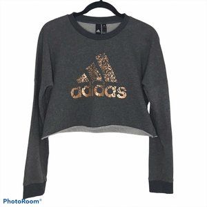 adidas Cropped Sweatshirt Rose Gold on Grey